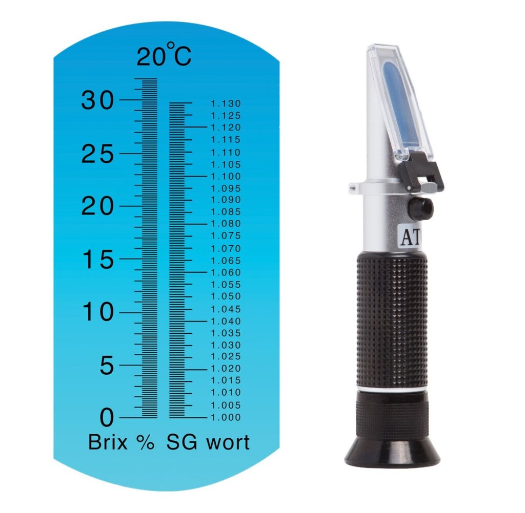 Refractometer measures concentrations of aqueous solutions.    